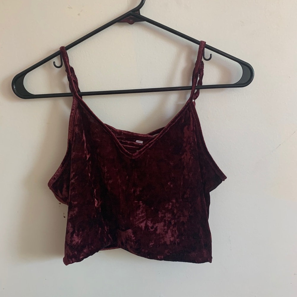 Maroon velvet cropped tank top